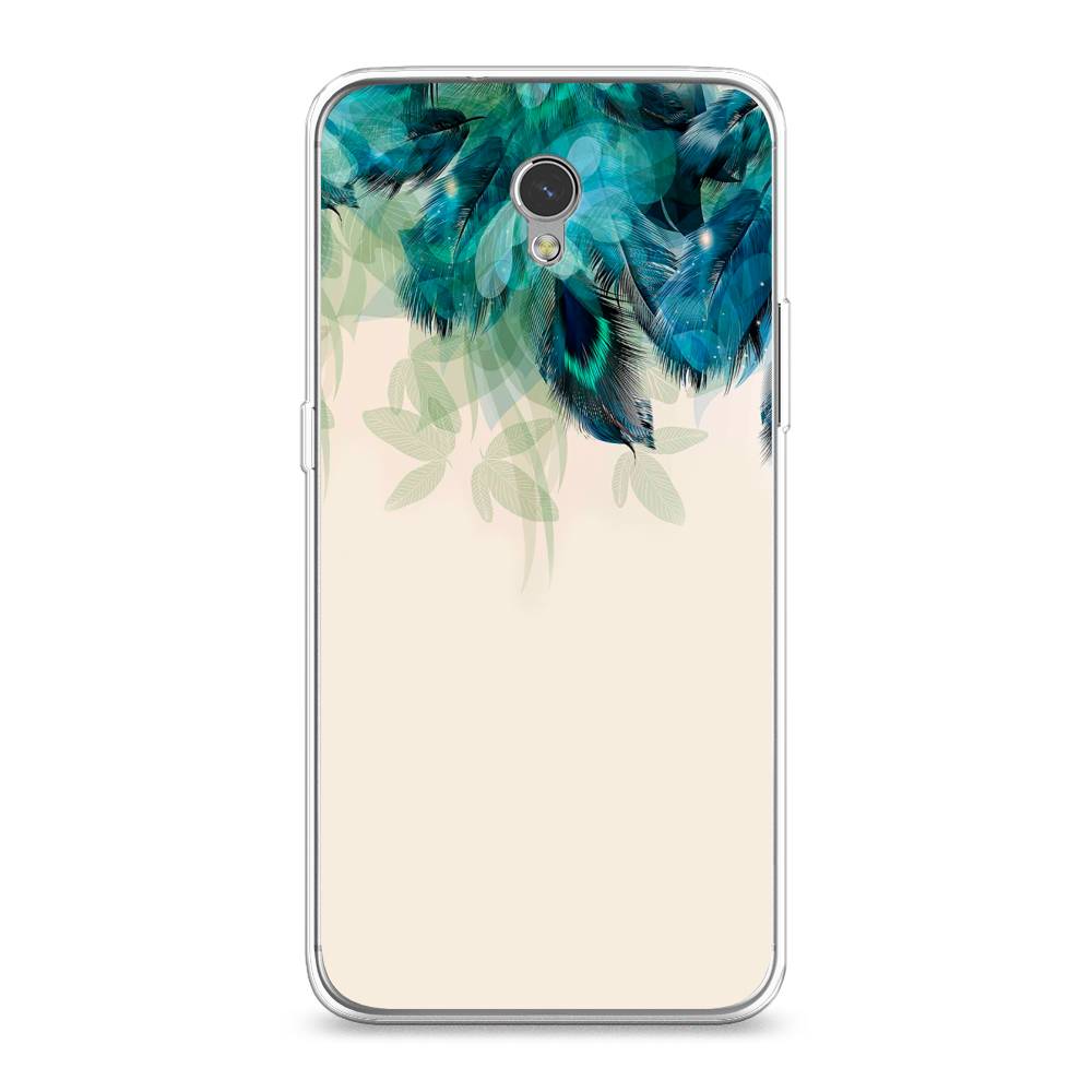 фото Силиконовый чехол "перья голубого цвета" на zte blade v7 awog