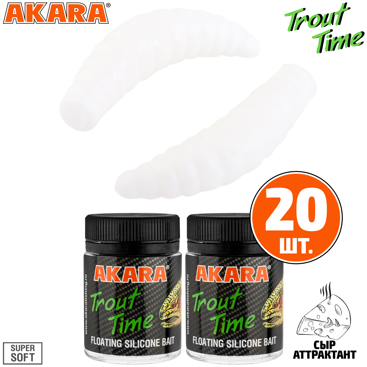 

Силиконовая приманка Akara Trout Time MAGGOT 1,6 Cheese 02T (20 шт.), MAGGOT 1,6 Сыр