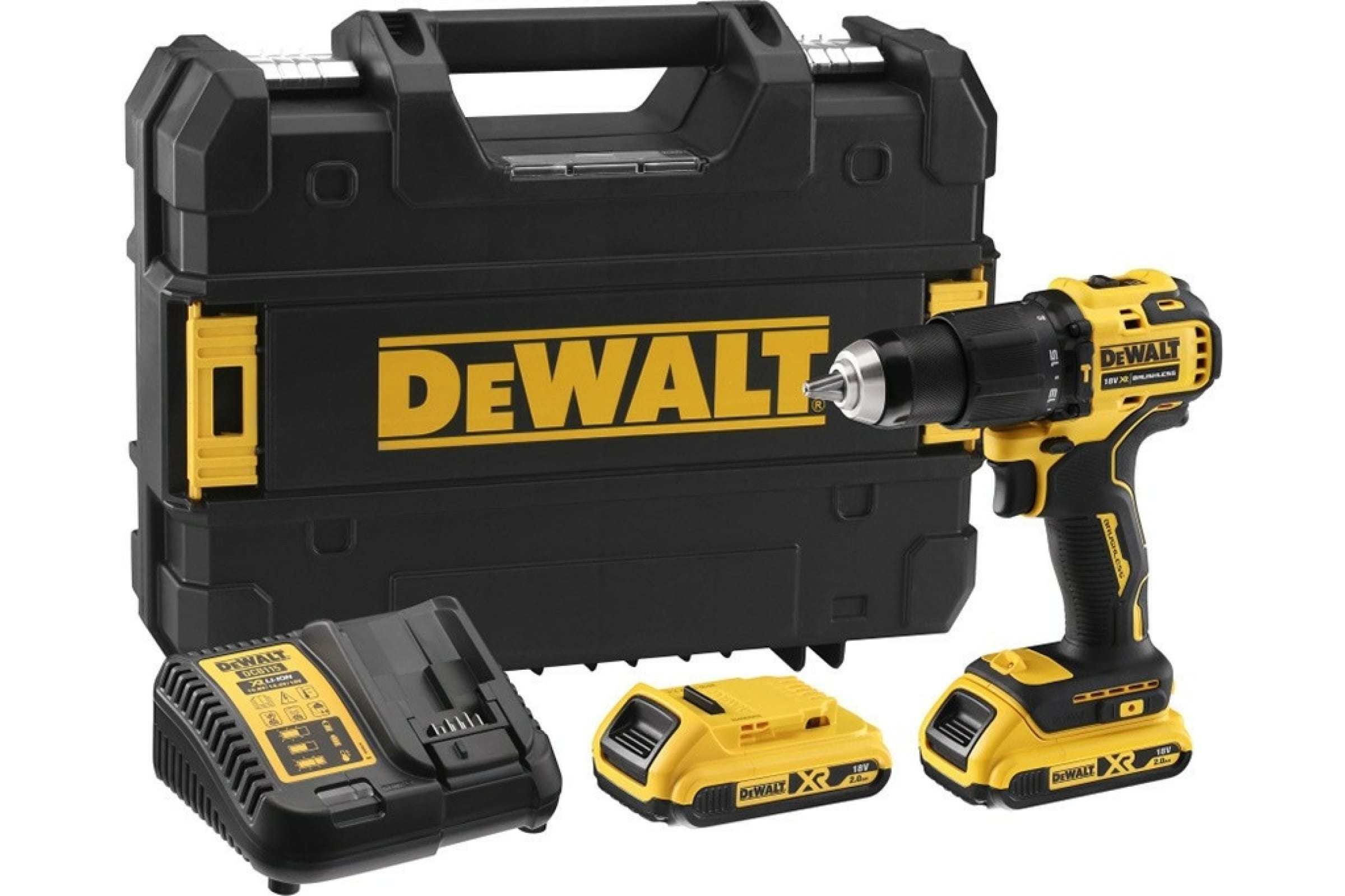 DEWALT 18 В XR ультракомп. ударная дрель-шуруповерт, бесщёточная, БЗП патрон 13 мм, 2 бат