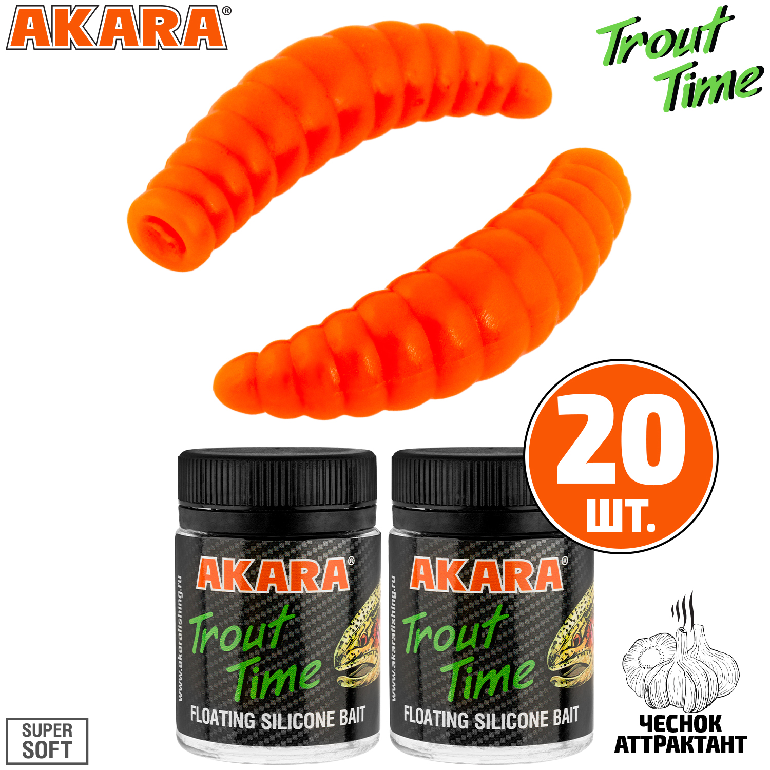 

Силиконовая приманка Akara Trout Time MAGGOT 1,6 100, Garlic (20 шт.), MAGGOT 1,6 Чеснок