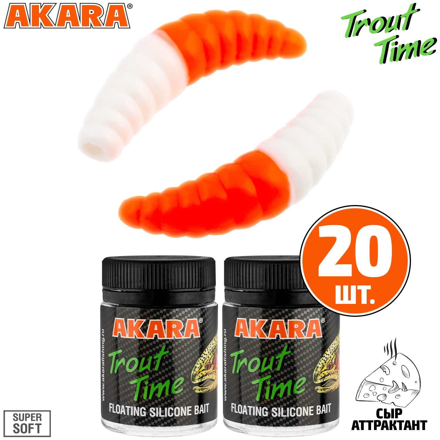 

Силиконовая приманка Akara Trout Time MAGGOT 1,6 436, Cheese (20 шт.), MAGGOT 1,6 Сыр