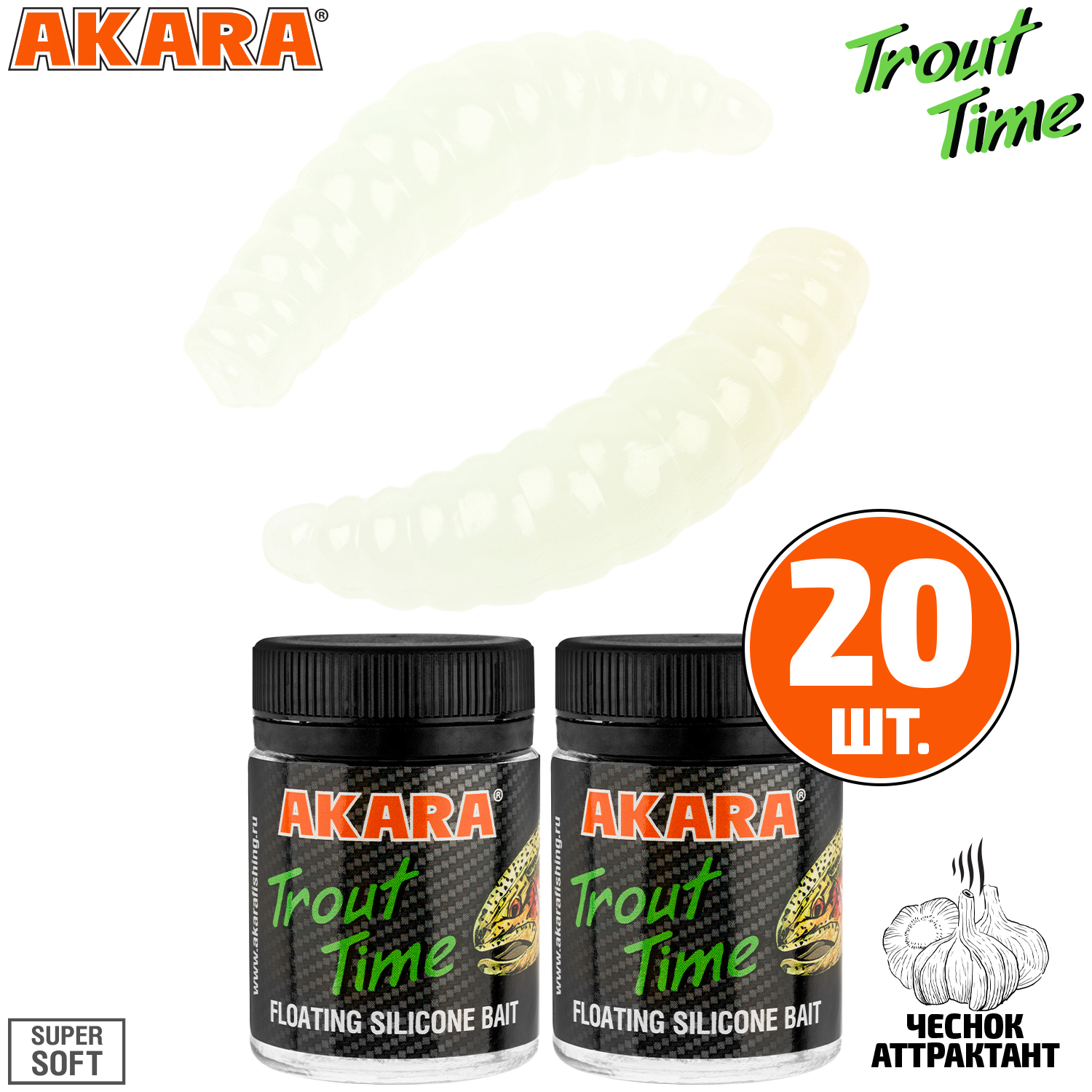 

Силиконовая приманка Akara Trout Time MAGGOT 1,6 Garlic 12 (20 шт.), MAGGOT 1,6 Чеснок