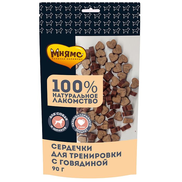 

Лакомство для собак Мнямс сердечки с говядиной, 2шт по 90г