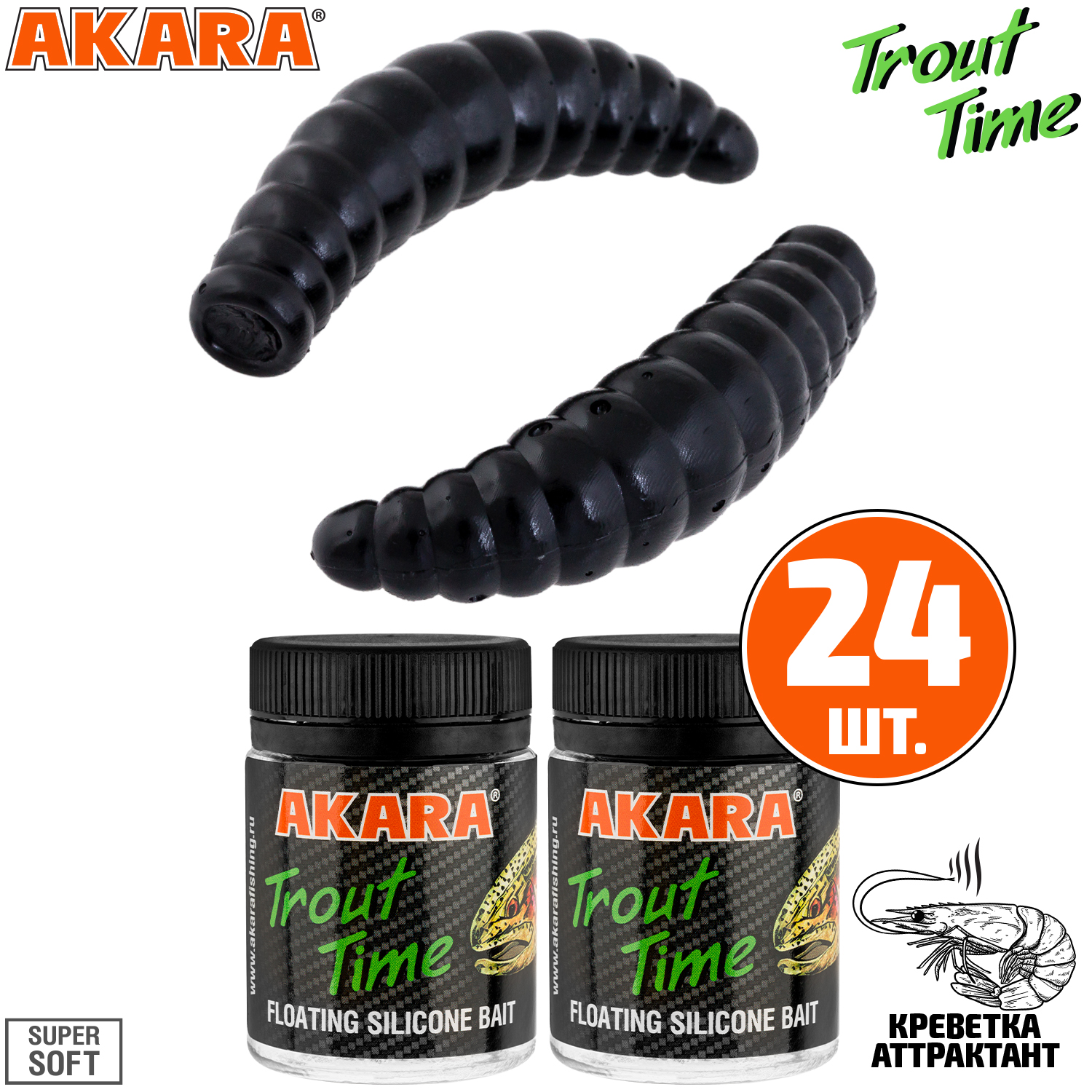 

Силиконовая приманка Akara Trout Time MAGGOT 1,3 Shrimp 422 (24 шт.), MAGGOT 1,3 Креветка