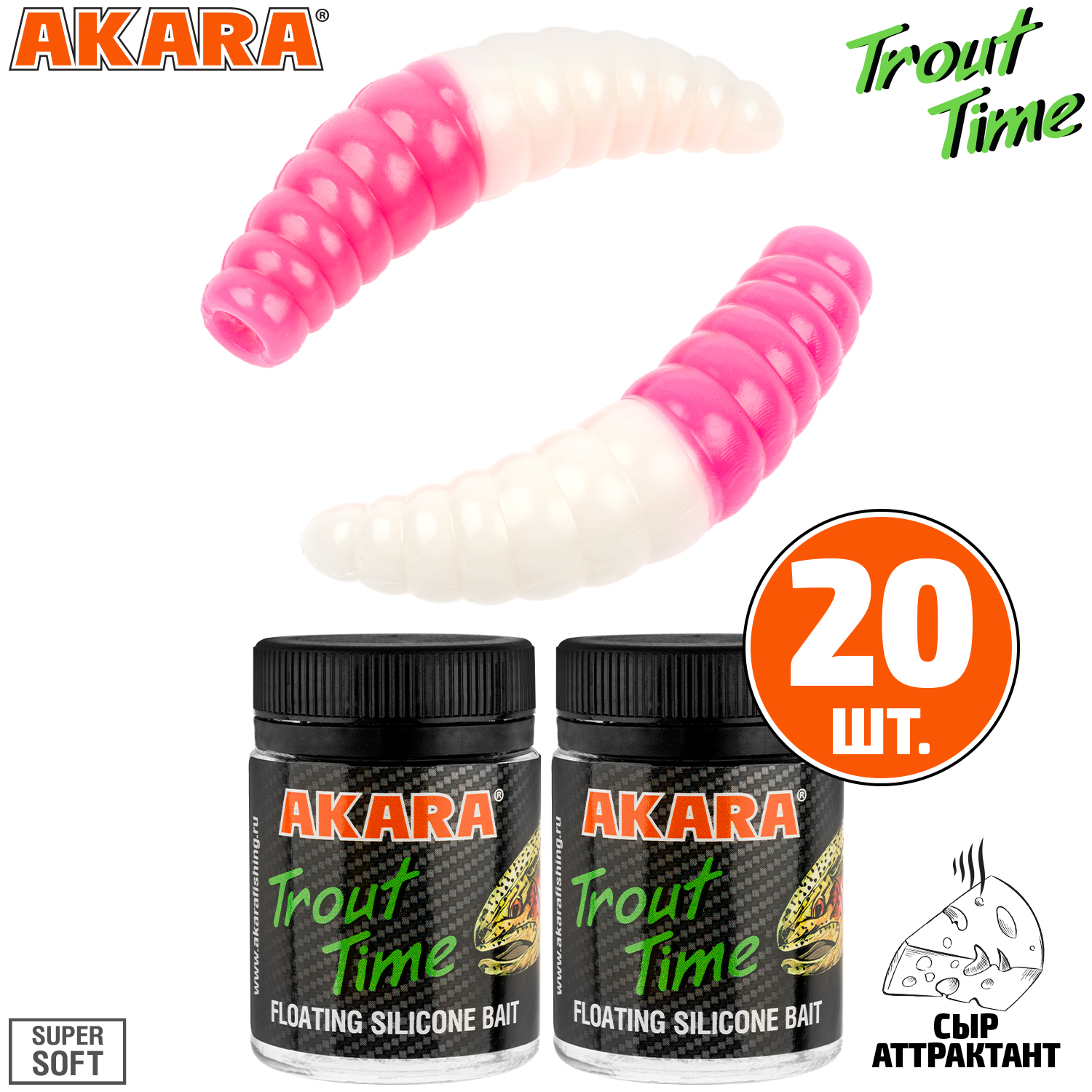 

Силиконовая приманка Akara Trout Time MAGGOT 1,6 Cheese 451 (20 шт.), MAGGOT 1,6 Сыр