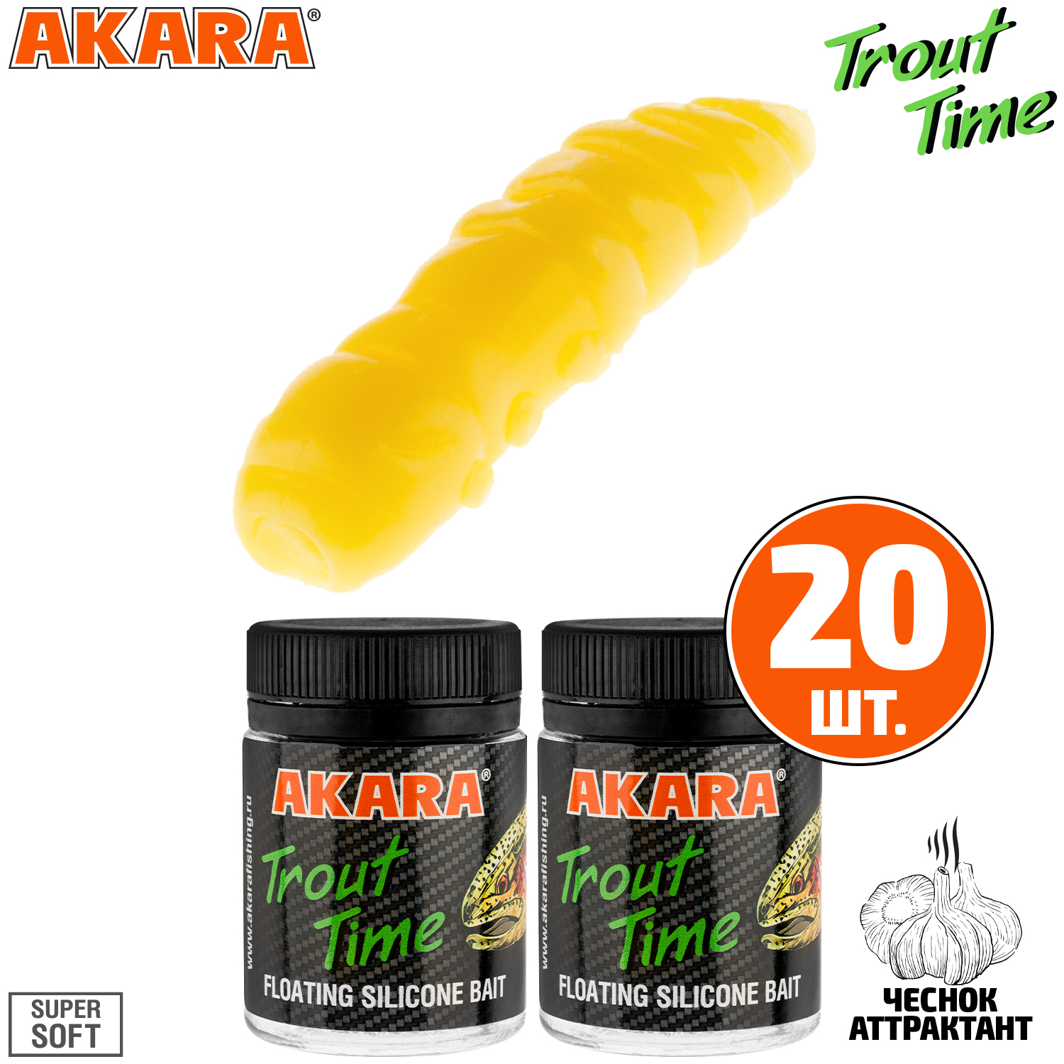 

Силиконовая приманка Akara Trout Time TERMITE 1,5 Garlic 446 (20 шт.), TERMITE 1,5 Сыр