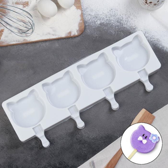 

Форма для мороженого "Коты", 39х15 см, 4 ячейки