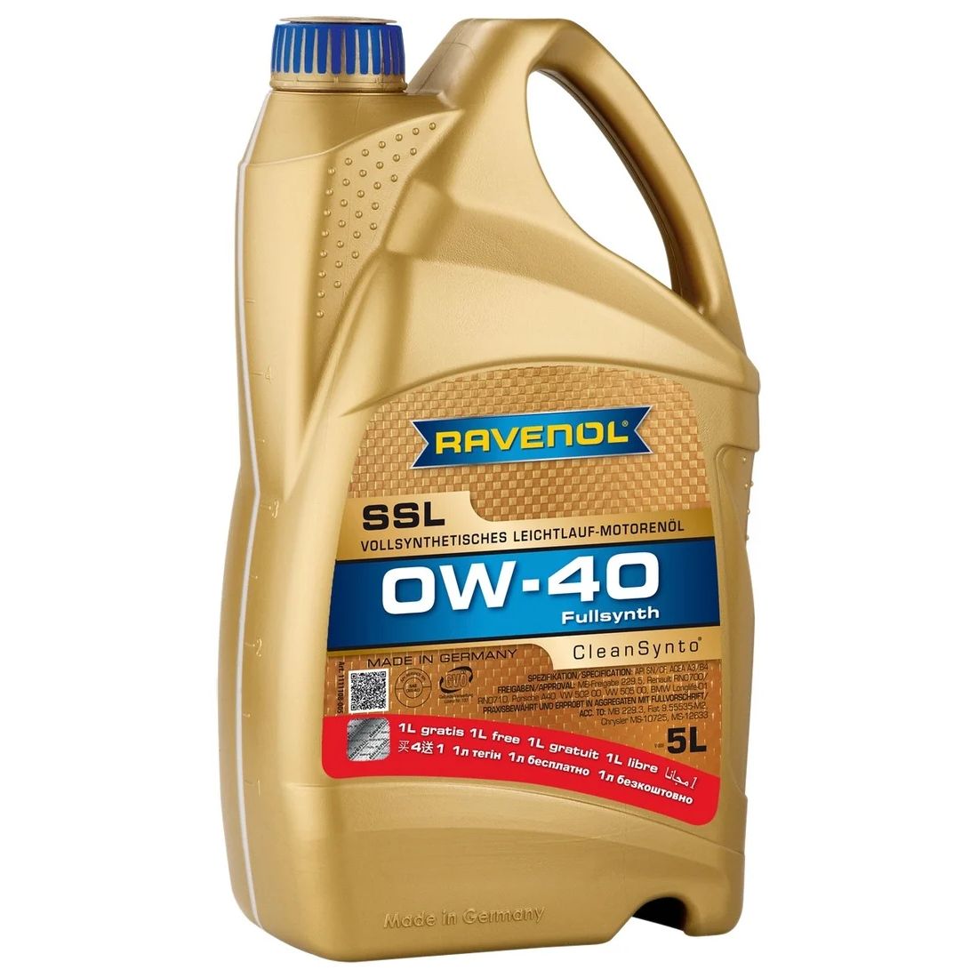 

Моторное масло Ravenol синтетическое Ssl 0W40 5л