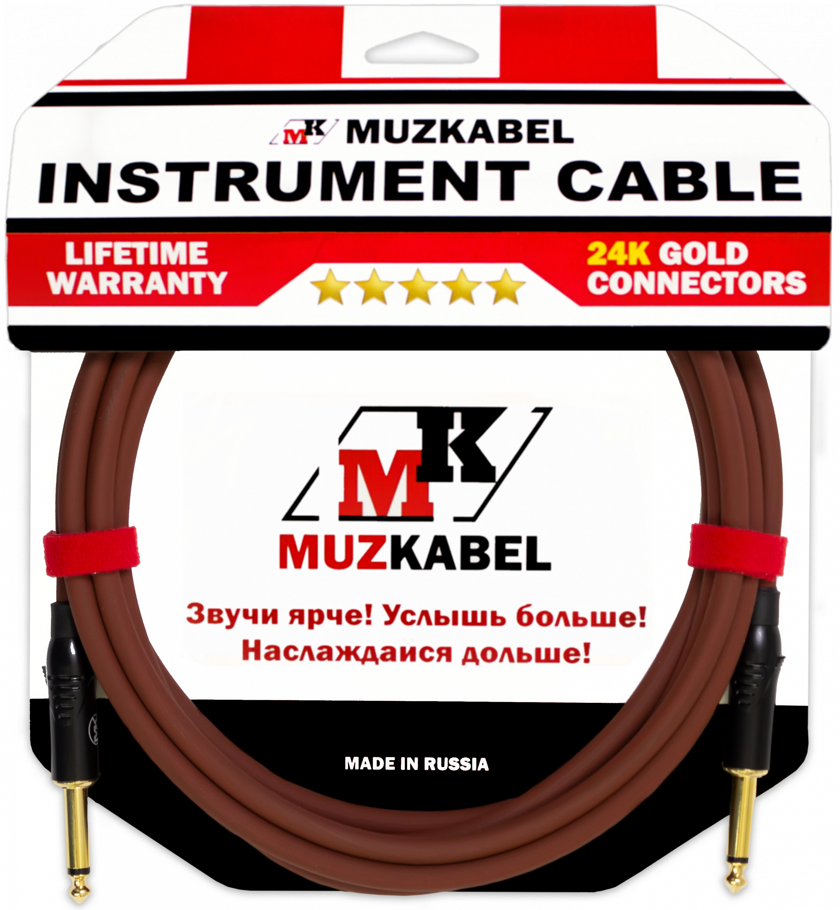 

Гитарный кабель MUZKABEL TJCIK3R - 5 метров, JACK-JACK, Красный, TJCIK3