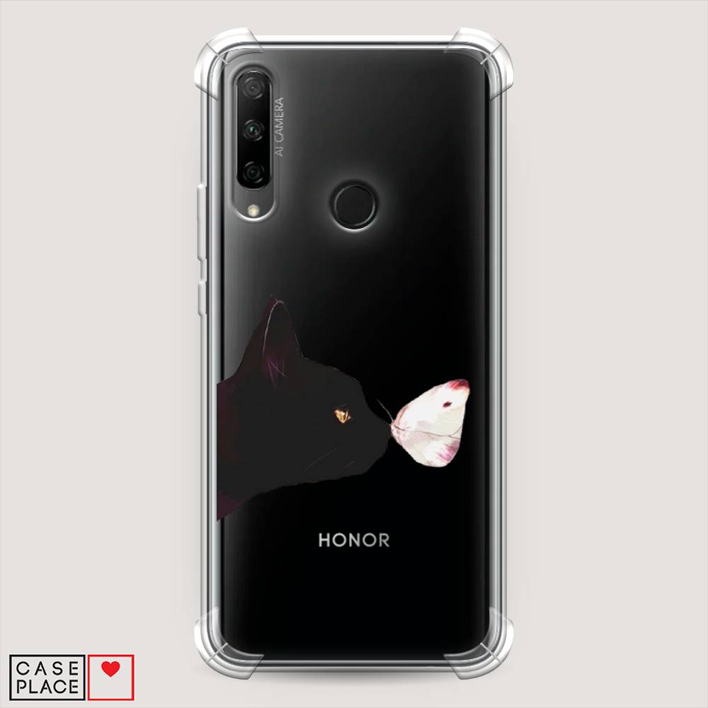 фото Чехол awog "черный кот и бабочка" для honor 9x premium