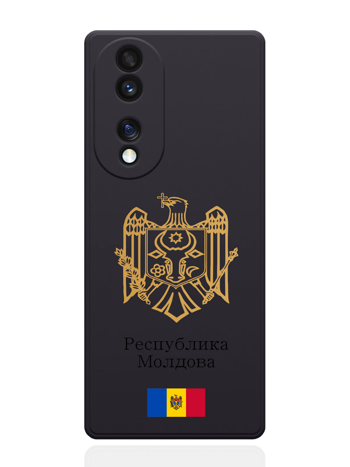 

Чехол SignumCase для Honor 70 Золотой Герб Республики Молдова/Герб Молдавии черный, Золотистый;черный