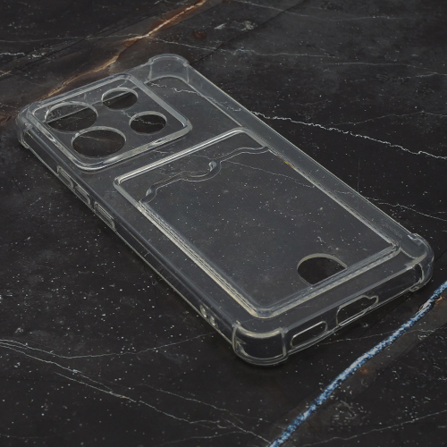 

Силиконовый чехол с карманом для карт Xiaomi Redmi Note 13 PRO, прозрачный