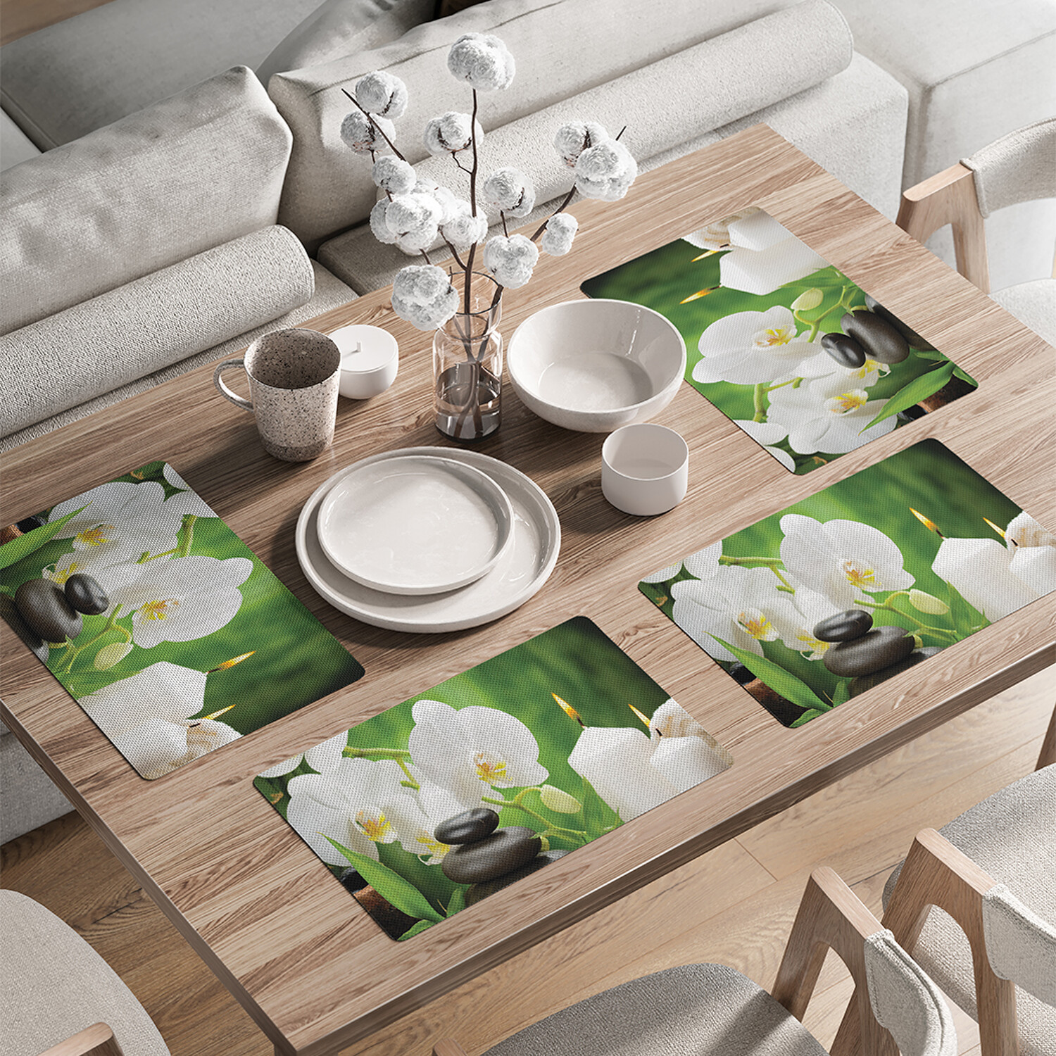 

Комплект тканевых салфеток JoyArty Каменная пирамида для сервировки стола 46x30 см, 4шт, Белый, Каменная пирамида