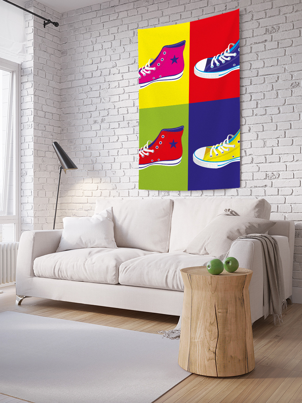 фото Вертикальное фотопанно на стену joyarty "цветные кеды", 150x200 см