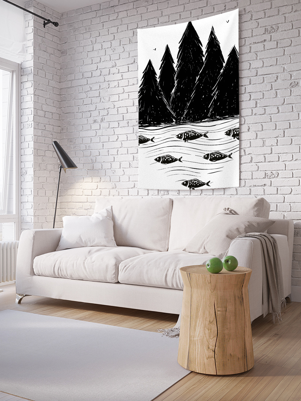 

Вертикальное фотопанно на стену JoyArty Рыбы у леса 150x200 см, Рыбы у леса