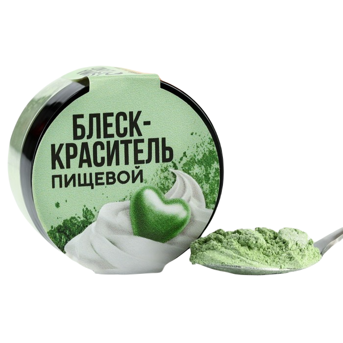 

Краситель пищевой, блестящий водорастворимый кандурин: светло-зеленый, 5 г.