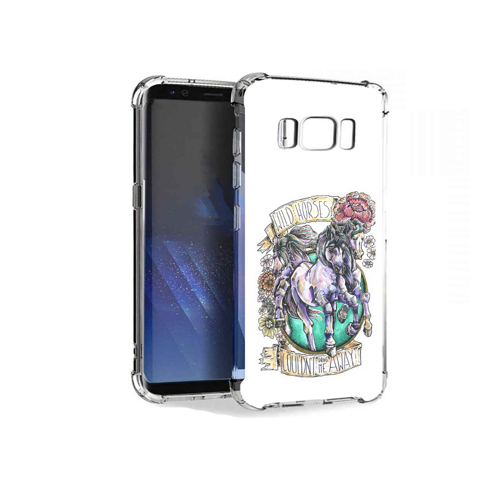 Чехол MyPads Tocco для Samsung Galaxy S8+ рисунок коней в цветах
