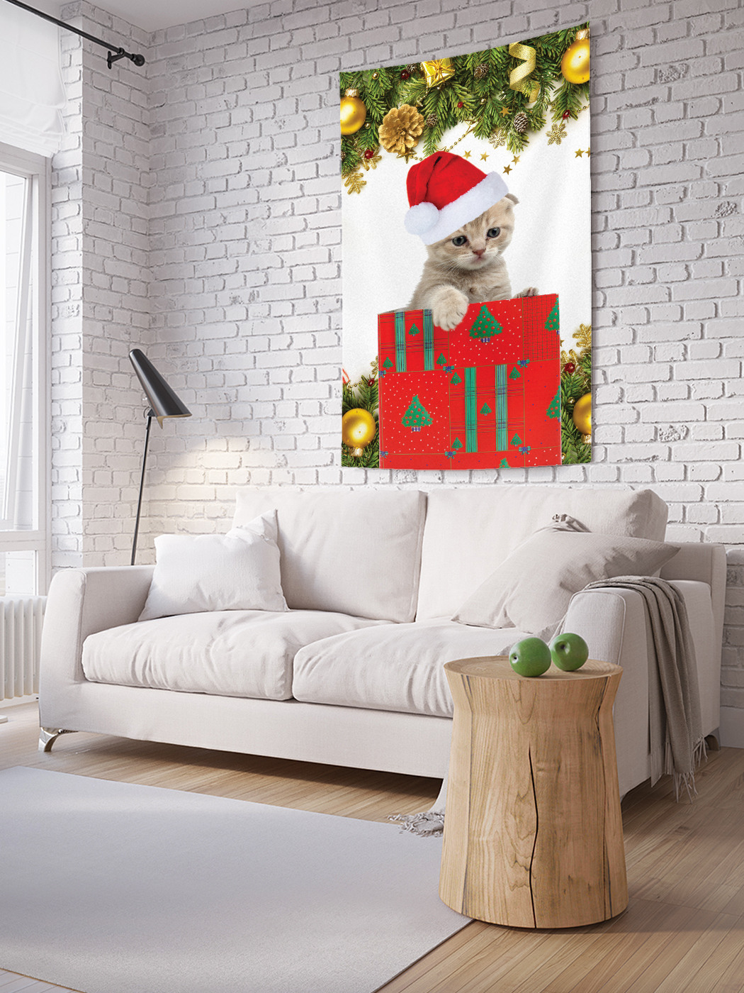 

Вертикальное фотопанно на стену JoyArty Кошачий Санта 100x150 см, Кошачий Санта