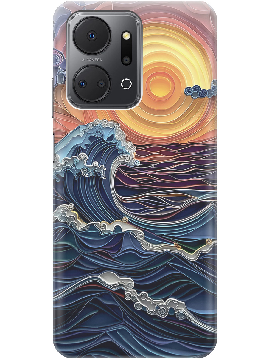 

Силиконовый чехол на Honor X7a с принтом "Волны на закате", 769393810