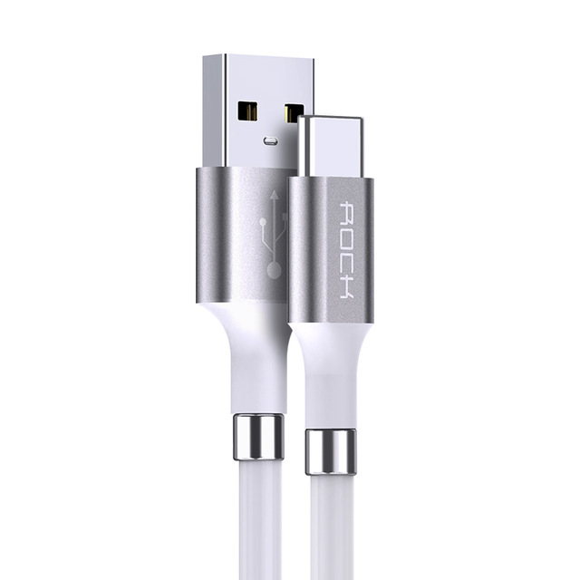 фото Кабель usb type c rock rcb0798 magnetic silicone charge & sync cable white