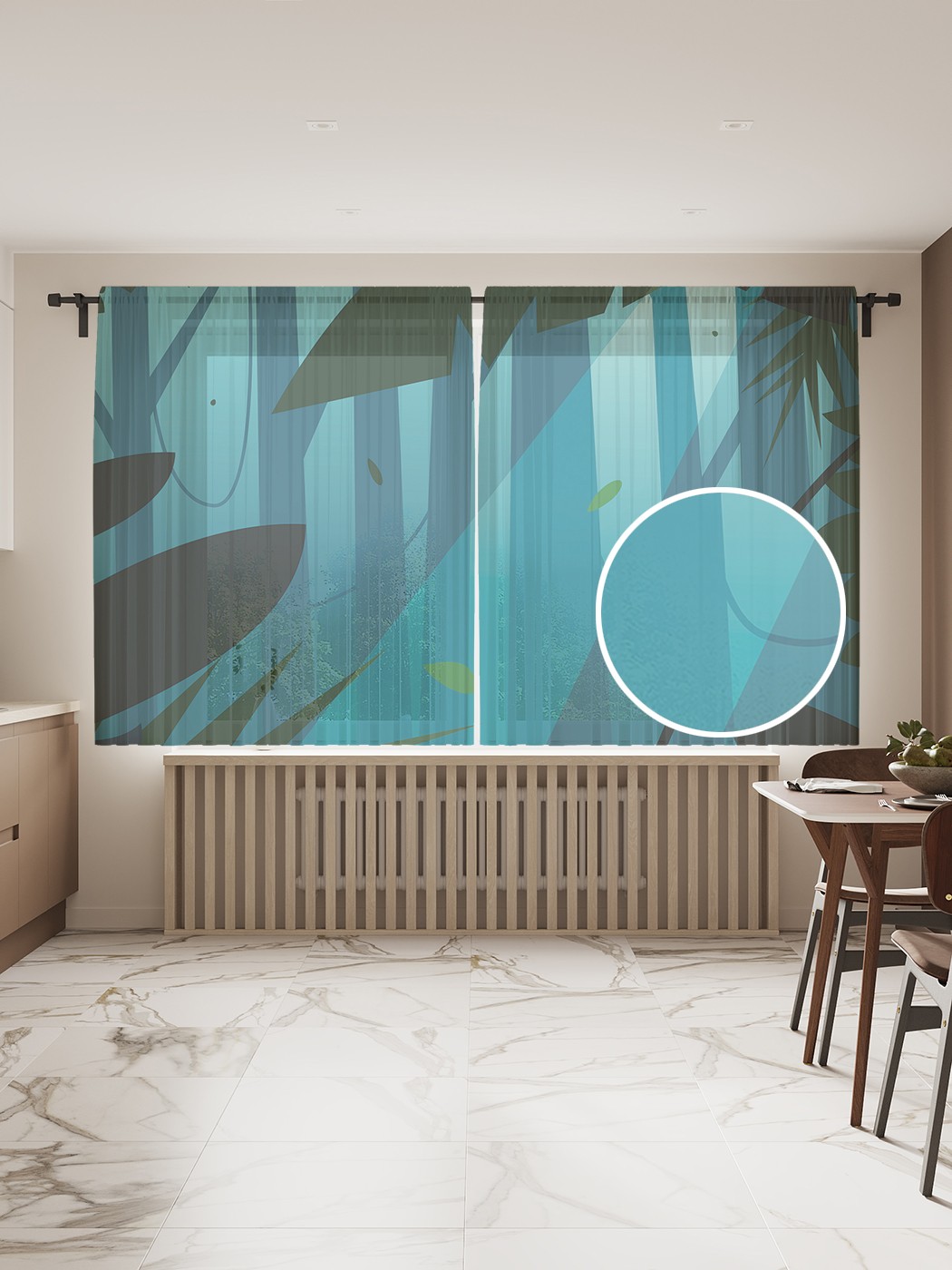 

Фототюль JoyArty "Лунный тропический свет" 145x180см, 2 полотна, лента, 50 крючков, Лунный тропический свет