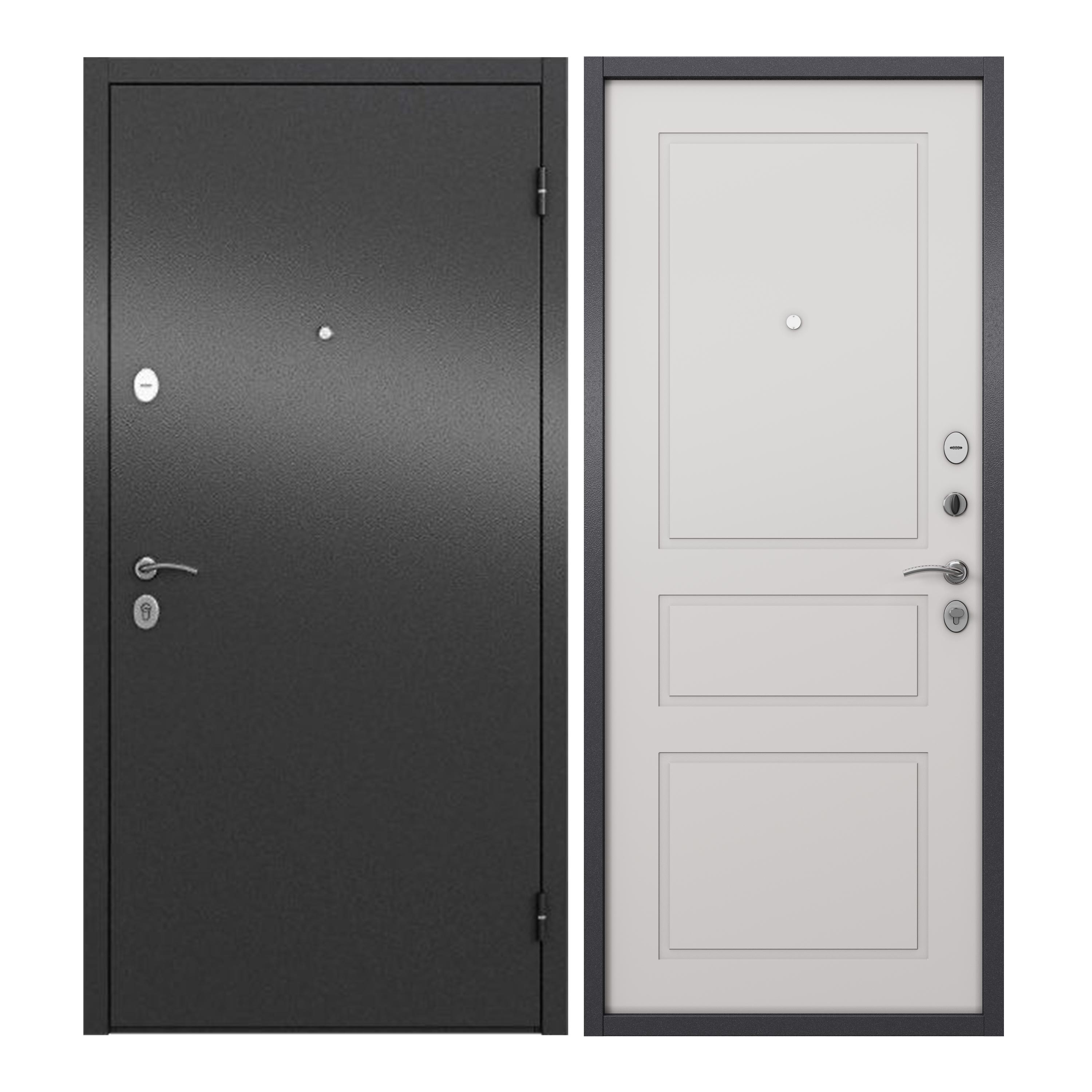 Дверь входная для квартиры ProLine металлическая Apartment 960х2050, правая, серый/белый
