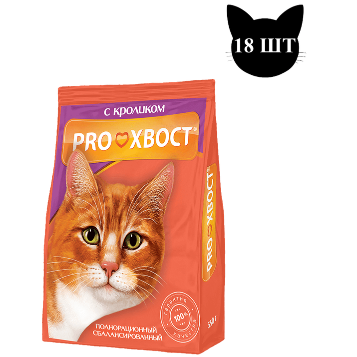 Сухой корм для кошек ProХвост с кроликом, 18шт по 0,35кг