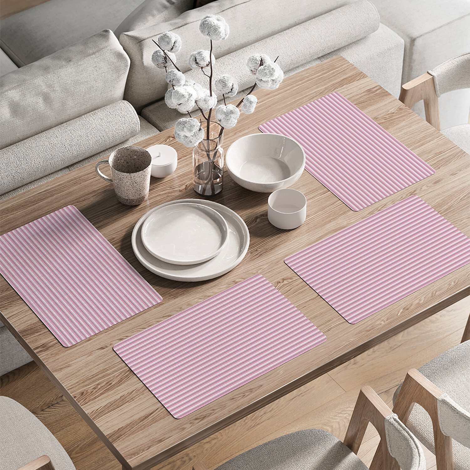 

Комплект тканевых салфеток JoyArty Классика полос для сервировки стола 46x30 см, 4шт, Розовый, Классика полос