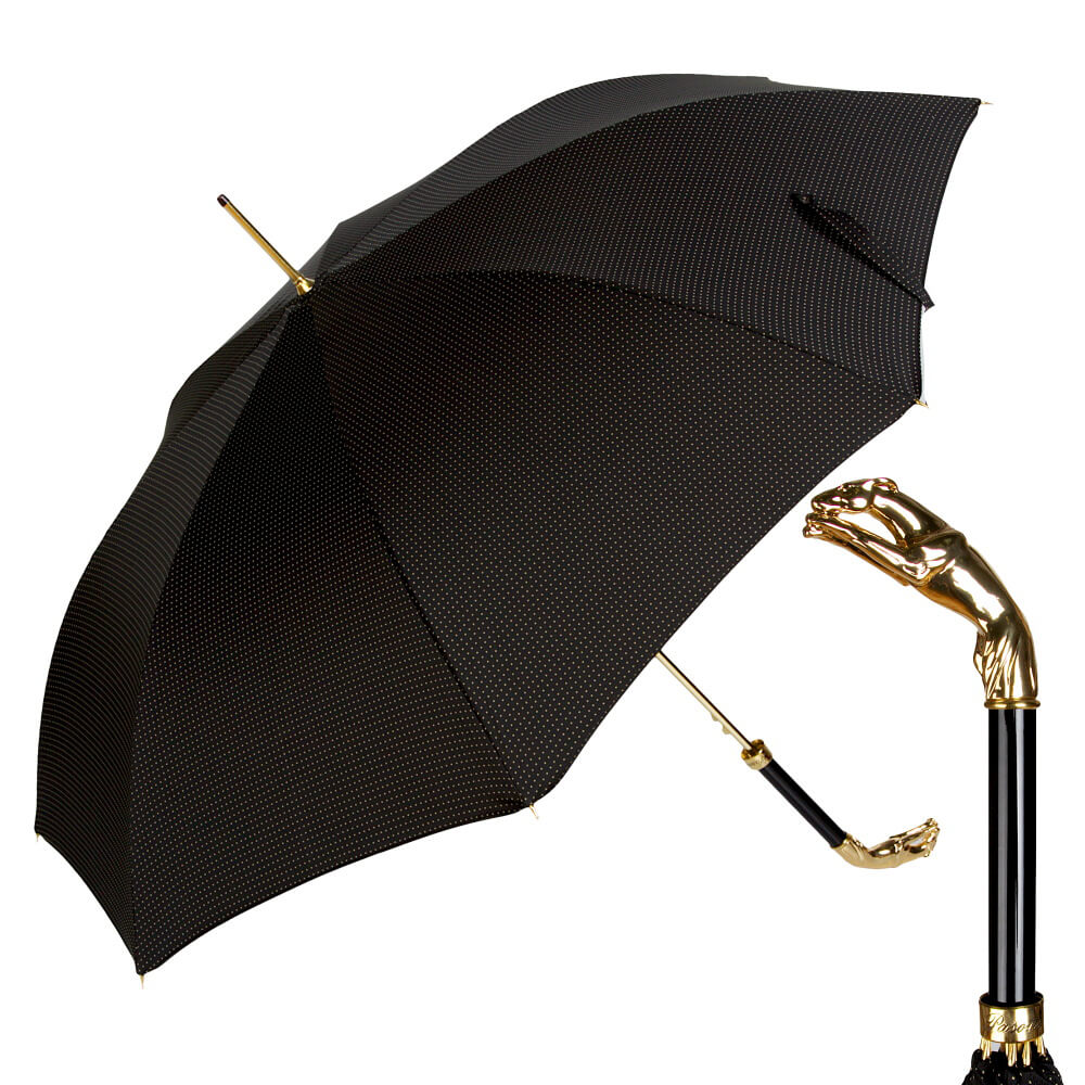 Зонт-трость мужской полуавтоматический Pasotti Jaguar Gold Dot черный