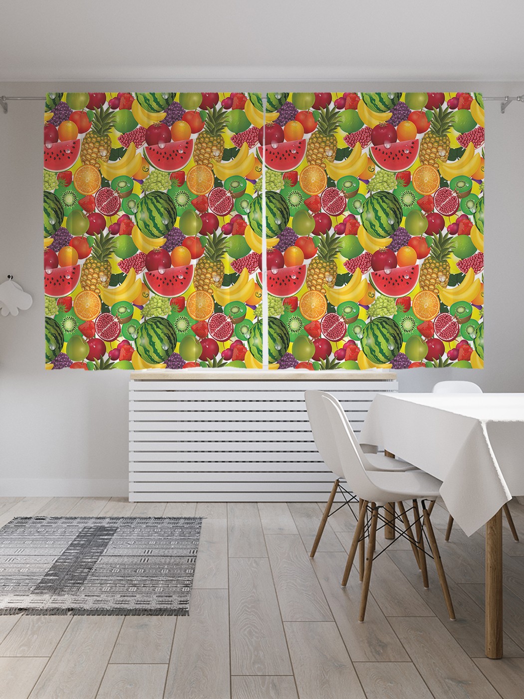 фото Шторы под лён «фруктовый рай», серия oxford delux, 290х180 см joyarty