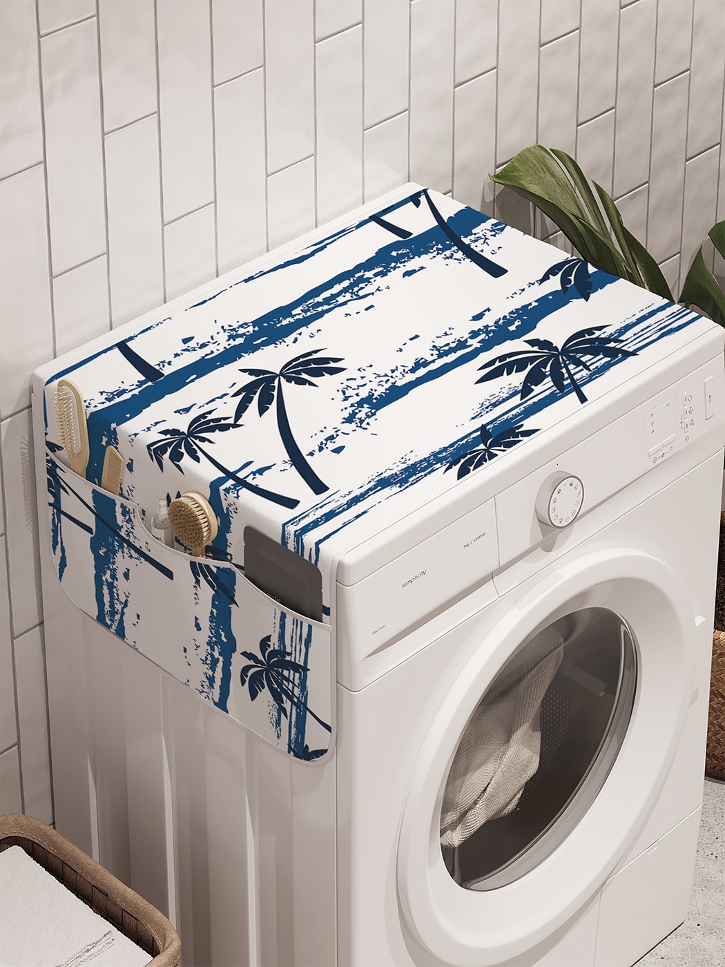 фото Органайзер "пальмовое море" на стиральную машину, 45x120 см ambesonne