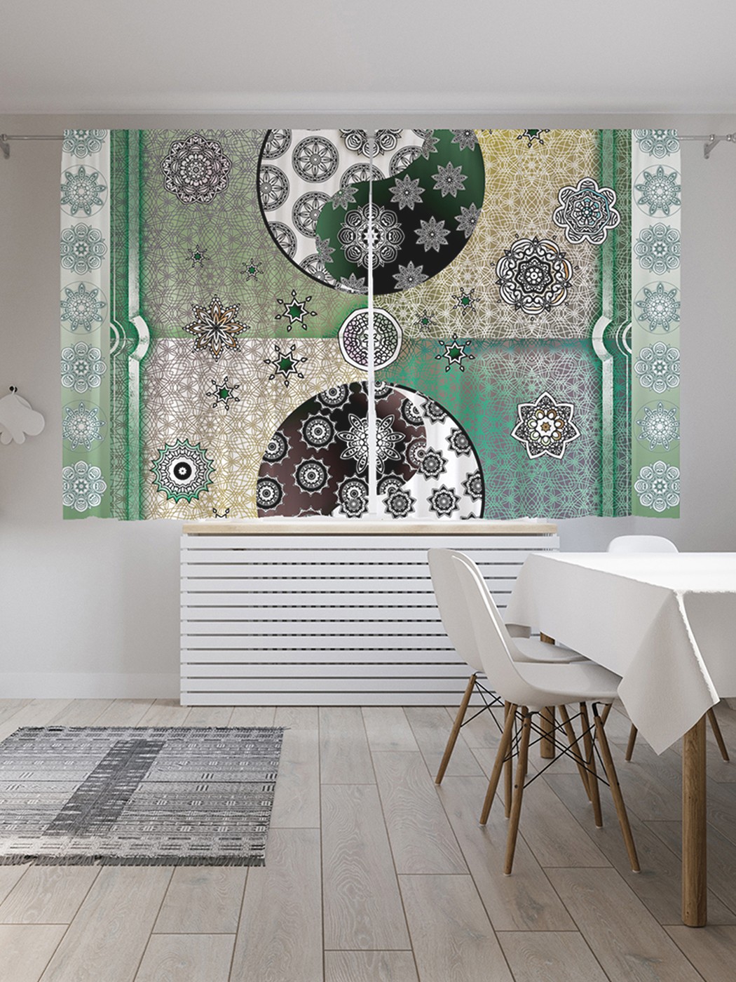 

Шторы под лён «Цветочный Инь и ян в рамке», серия Oxford DeLux, 290х180 см