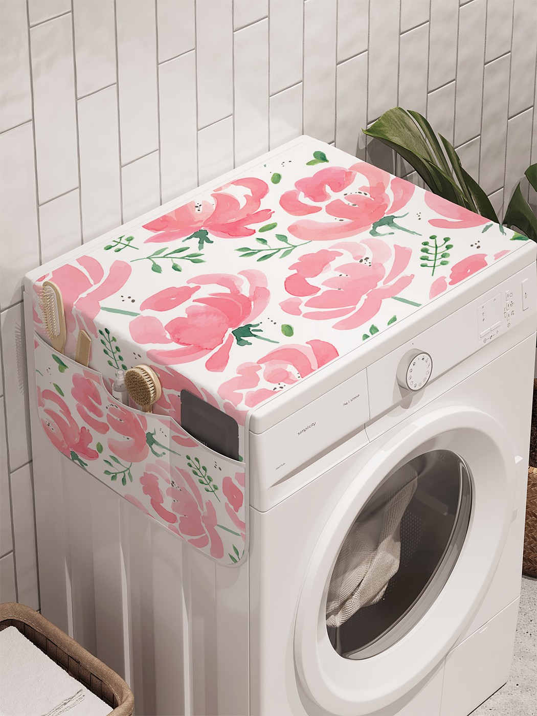 фото Органайзер "нарисованные розы" на стиральную машину, 45x120 см ambesonne
