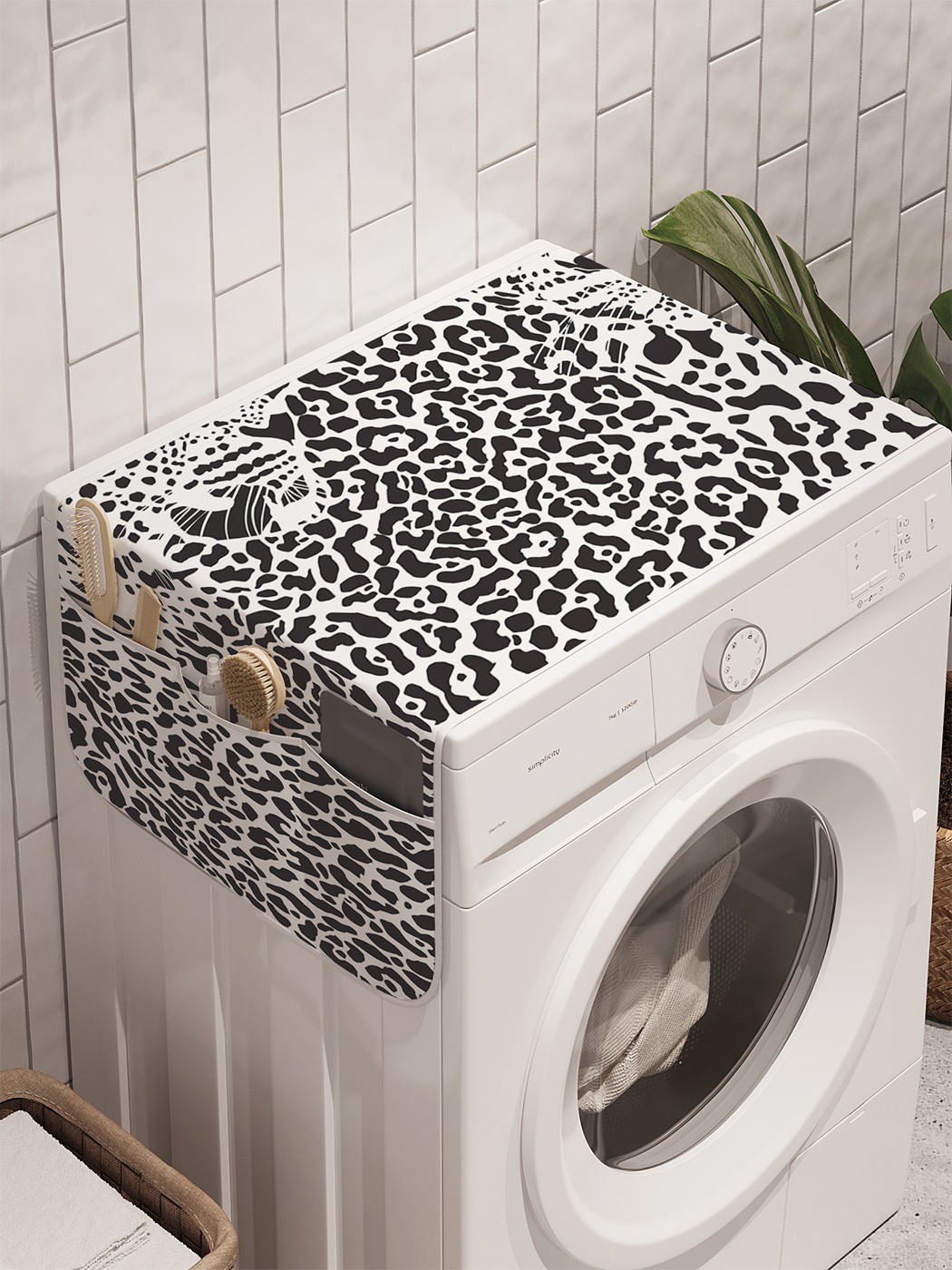 фото Органайзер "завораживающие леопарды" на стиральную машину, 45x120 см ambesonne