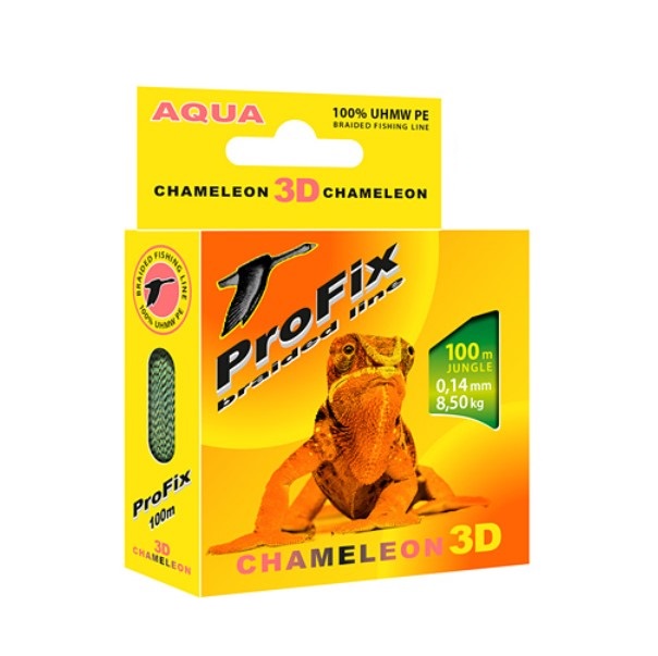 фото Леска плетеная aqua profix chameleon 3d 0,14 мм, 100 м, 8,5 кг, jungle