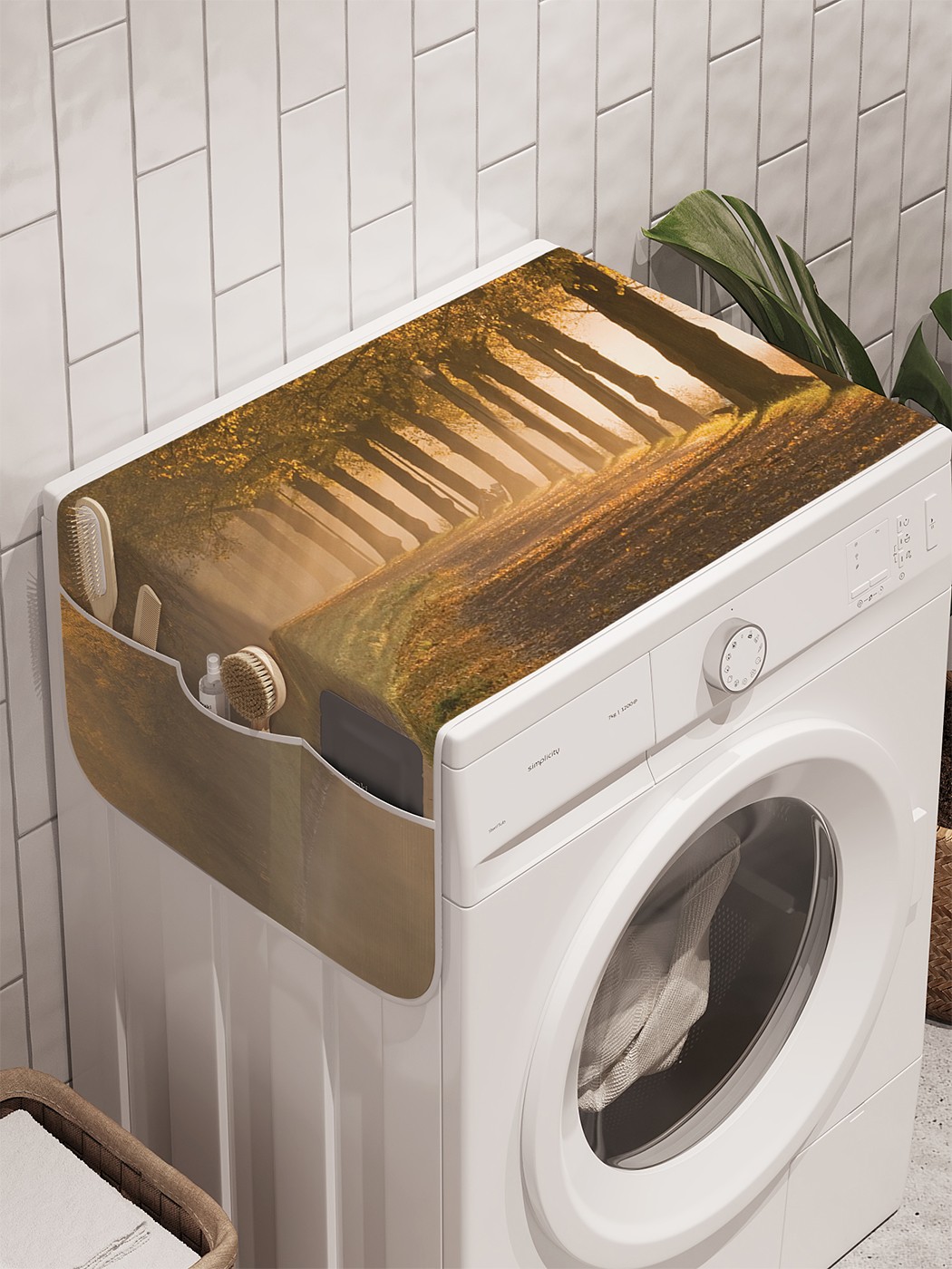 фото Органайзер "речная аллея" на стиральную машину, 45x120 см ambesonne