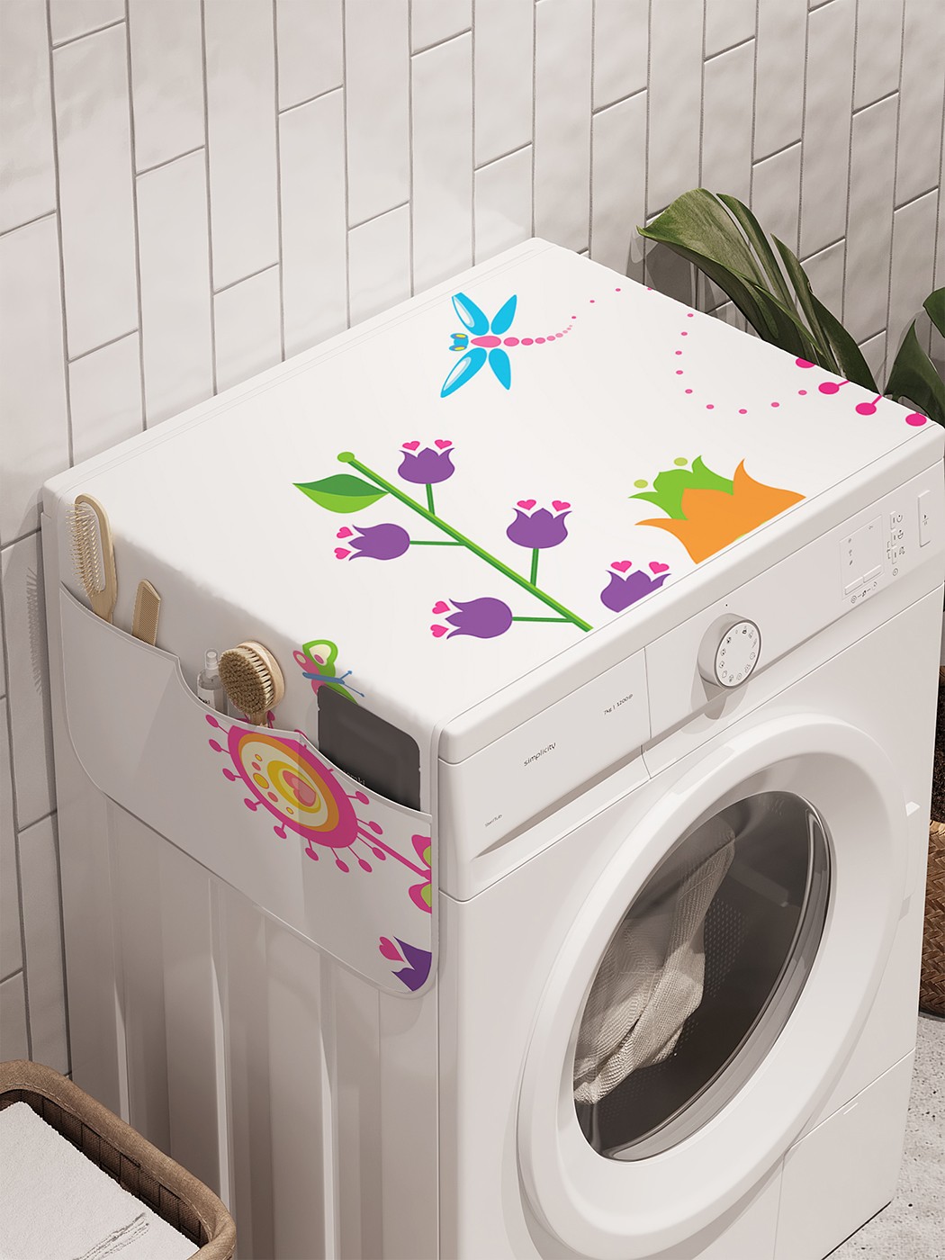 фото Органайзер "сказка с цветами" на стиральную машину, 45x120 см ambesonne