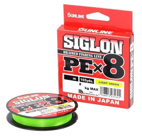 Леска плетеная SunLine Siglon PE X8 0,18 мм, 150 м, 9 кг, light green