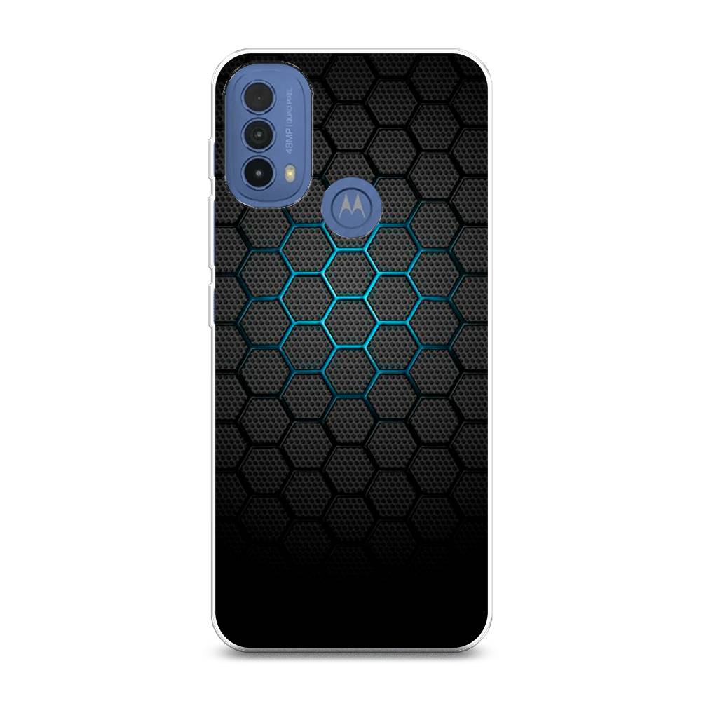 фото Силиконовый чехол "бирюзовые соты" на motorola moto e30 awog