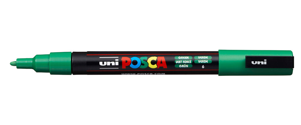 Маркер Uni POSCA PC-3M 0,9-1,3мм овальный  (зеленый (green) 6)