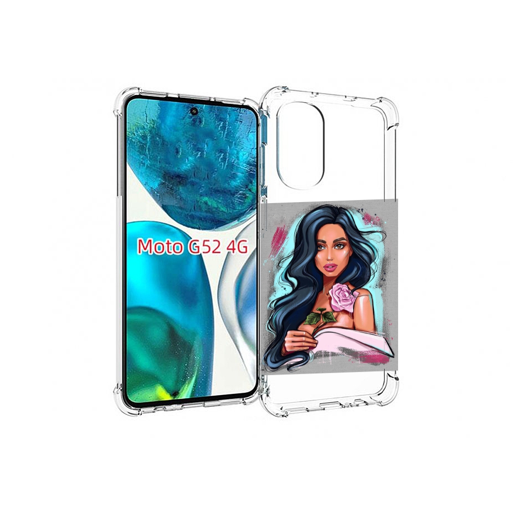 

Чехол MyPads Девушка-с-розовой-розочкой женский для Motorola Moto G82 / Moto G52, Прозрачный, Tocco