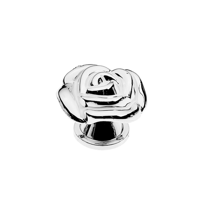

Ручка кнопка ТУНДРА Rose 01, белая с серебряным, Серебристый, Rose 01
