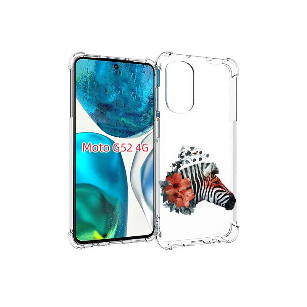 

Чехол MyPads Зебра с цветами для Motorola Moto G82 / Moto G52, Прозрачный, Tocco