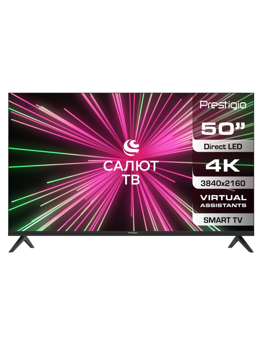 фото Led телевизор full hd prestigio ptv50ss07x_cis_bk top sber tv black с «салют тв»