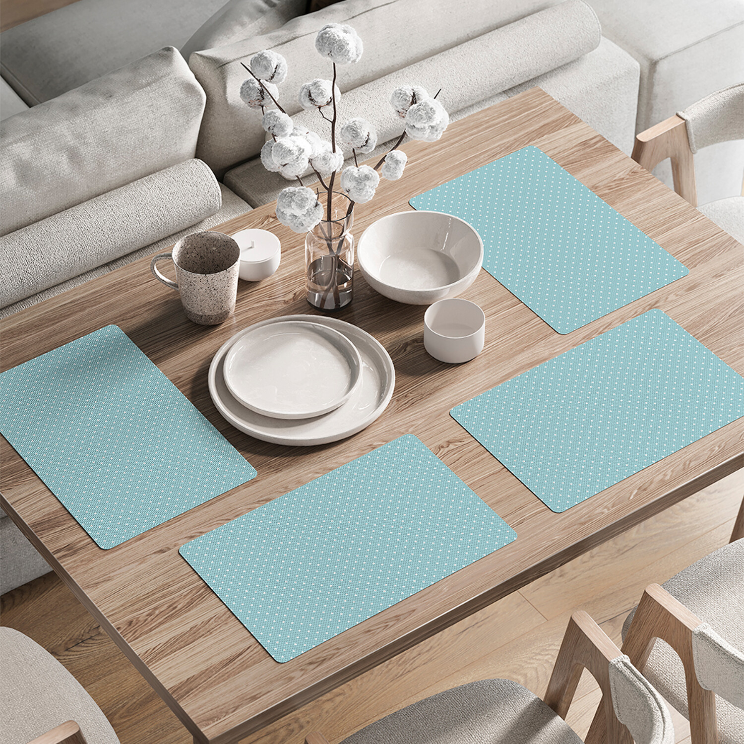 

Комплект тканевых салфеток JoyArty Мелкий горошек для сервировки стола 46x30 см, 4шт, Голубой, Мелкий горошек