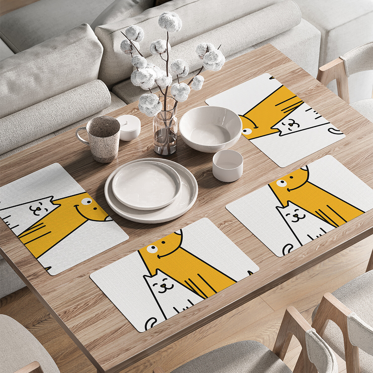 

Комплект салфеток JoyArty Котопес для сервировки 46x30 см, 4шт, Желтый, Котопес