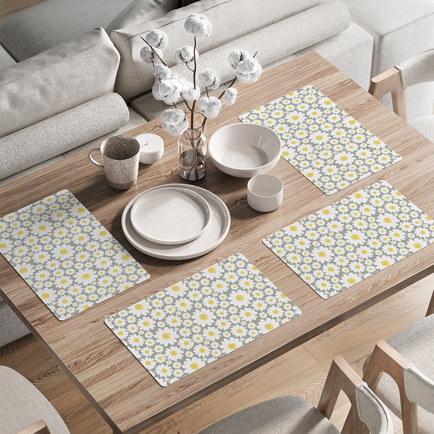 

Комплект тканевых салфеток JoyArty "Ромашковый мир" для сервировки стола 46x30 см 4шт, Желтый, Ромашковый мир