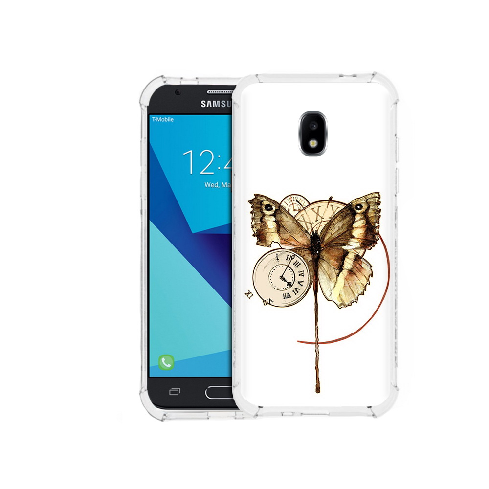 

Чехол MyPads Tocco для Samsung Galaxy J3 (2017) старинные часы с бабочкой, Прозрачный, Tocco