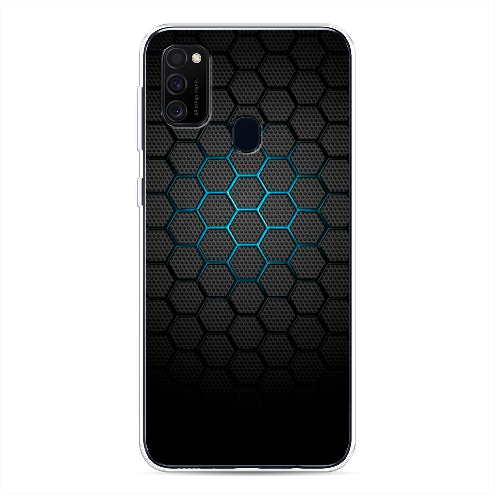 фото Силиконовый чехол "бирюзовые соты" на samsung galaxy m30s awog