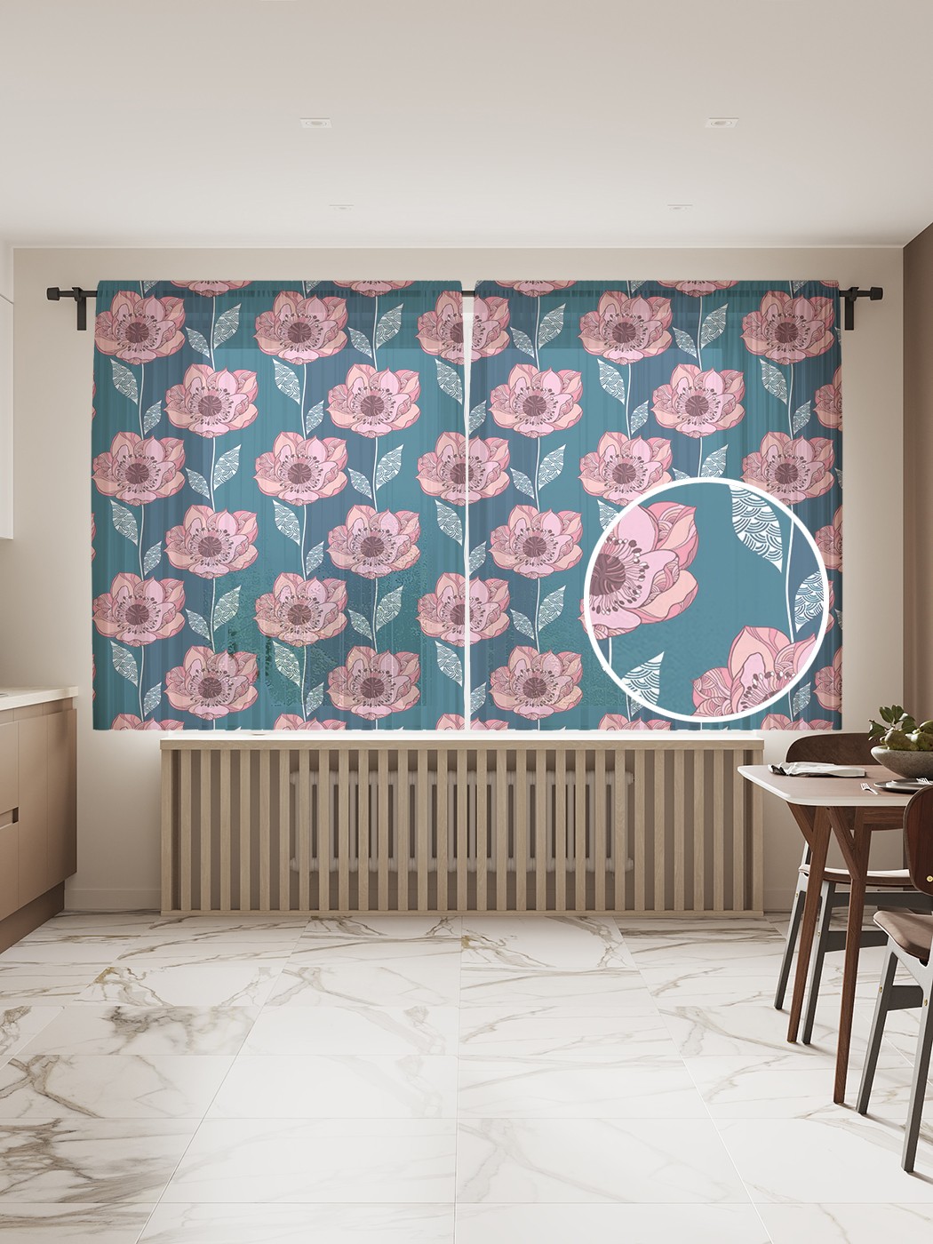 

Фототюль JoyArty "Цветы в лиане", 145x180 см (2 полотна со шторной лентой + 50 крючков), Цветы в лиане